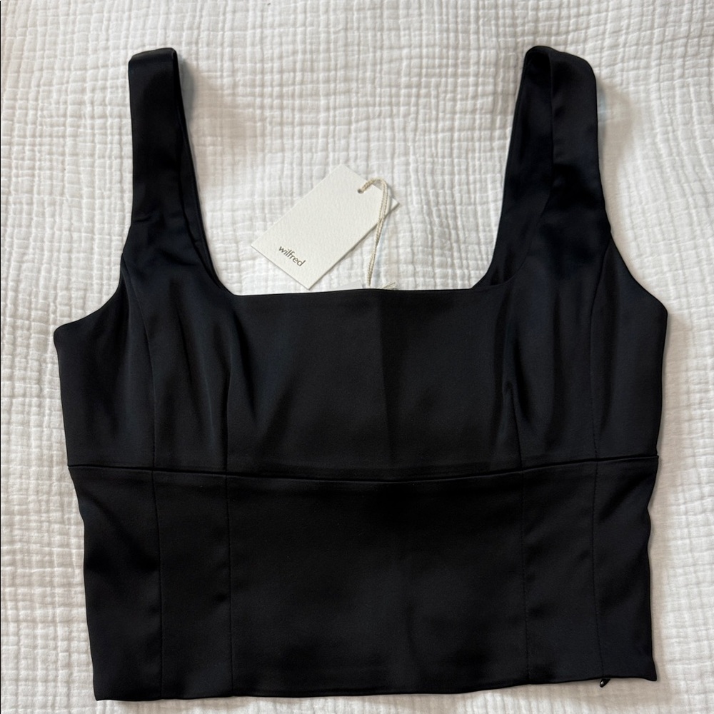 Aritzia Wildeed Black Square Neck Crop Top Small